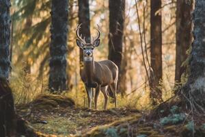 rådjur i natur bred liv djur. ai genererad. foto