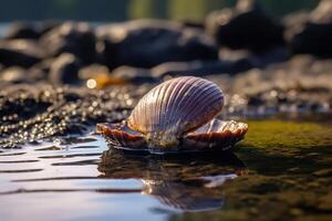 mussla i natur bred liv djur. ai genererad. foto