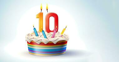 3d födelsedag kaka med siffra 10 former ljus på den foto
