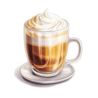 vattenfärg ultra realistisk och hyper detaljerad av vit kaffe, ClipArt, vit bakgrund generativ ai foto