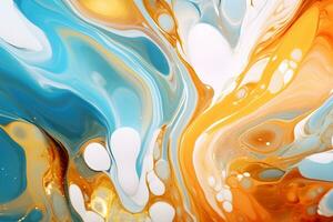 lyx abstrakt vätska konst målning bakgrund alkohol bläck Metod Marin blå och guld, ai generera foto