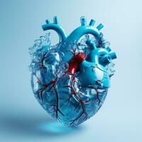 hjärta 3d framställa medicinsk på bakgrund foto