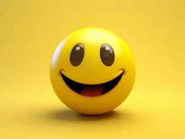gul smiley emoji med isolerat bakgrund generativ ai foto