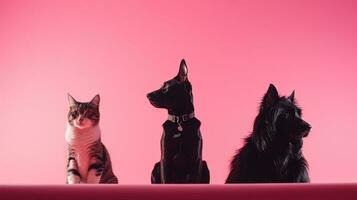bild av rosa bakgrund med katter och hundar. silhuett begrepp foto