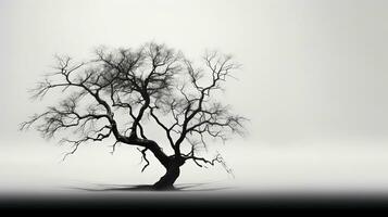 silhuett av en träd i svart och vit foto