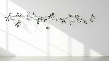 skugga av träd löv på vit vägg bakgrund. silhuett begrepp foto