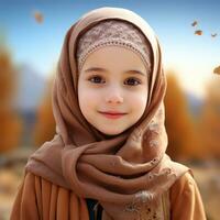 skön Lycklig muslim barn leende foto