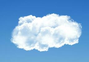 enda moln isolerat över blå himmel bakgrund. vit fluffig moln Foto, skön moln form. klimat begrepp foto