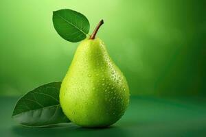 grön päron med löv - ai generativ foto