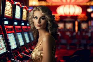 kvinna kasino vegas. generera ai foto