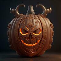 3d ristade gotik halloween pumpa domkraft o lykta med ondska ögon och ansikte foto