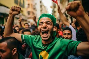 marockansk fotboll fläktar fira en seger foto