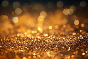 abstrakt guld glitter bokeh textur bakgrund. ai genererad foto