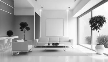 minimalistisk modern levande rum generativ ai foto