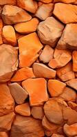 småsten stenar bakgrund med orange tonad. ai genererad foto
