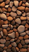 småsten stenar bakgrund med brun tonad. ai genererad foto