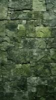 grön sten vägg textur bakgrund. ai genererad foto