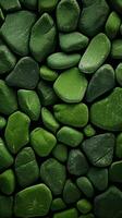 småsten stenar bakgrund med grön tonad. ai genererad foto