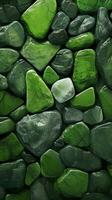 småsten stenar bakgrund med grön tonad. ai genererad foto