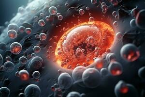 mänsklig cell eller embryonala stam cell mikroskop bakgrund, medicinsk vetenskap bakgrund foto