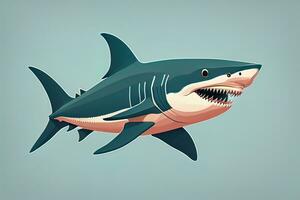 haj med öppen mun. vektor illustration av en haj med öppen mun. ai generativ foto