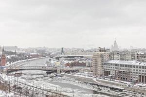 panorama av Moskva på vintern, stadsutsikt foto