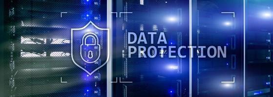 dataskydd, cybersäkerhet, integritetsinformation. internet och teknik koncept. serverrumsbakgrund.