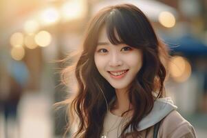 skön ung asiatisk kvinna leende foto