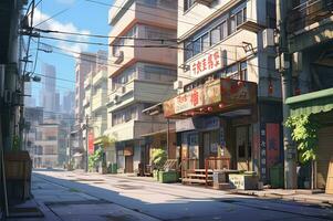 se av japansk gata och byggnad foto