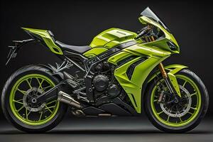 modern kraftfull sporter motorcykel på en färgrik bakgrund. ai generativ foto