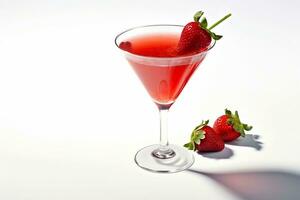 cocktail med is och jordgubbar i en glas. ai generativ foto