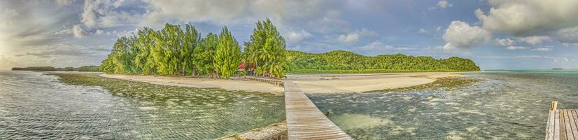 panorama- se över karp ö pir i palau foto