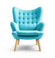 blå stol isolerat på vit bakgrund. generativ ai foto