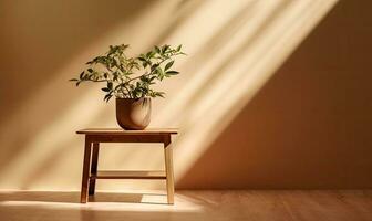 inlagd växt i en levande rum med tabell. generativ ai foto