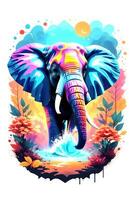 elefant med olja målning på vattenfärg för t-shirt skriva ut foto