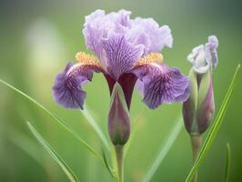 lila iris - en fängslande studie i bra konst fotografi - ai genererad foto