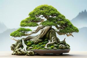 japansk bonsai växter i kastruller foto