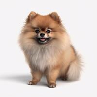 ai generativ pomeranian ras hund isolerat på en klar vit bakgrund foto