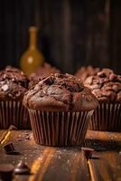 choklad muffins ai genererad foto