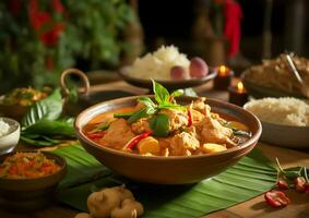 ai genererad äkta thai kök reflekterande thai kultur. foto