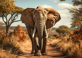 majestätisk vild elefant. ai genererad natur mästerverk. foto