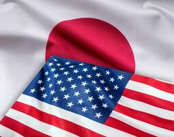 flaggor av förenad stater av Amerika och japan flagga tillsammans foto