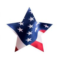 amerikan flagga i stjärna form isolerat på vit bakgrund foto