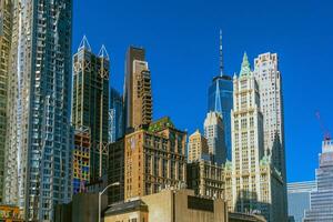 manhattans horisont, stadsbild av ny york stad i de förenad stat foto