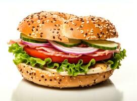 en rostat Kalkon bagel smörgås isolerat foto