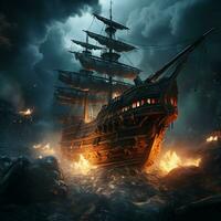 pirat fartyg lutande foto