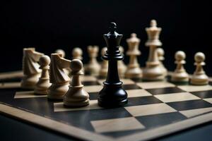 schack siffror på de schackbräde i de mitten av de spel generativ ai foto