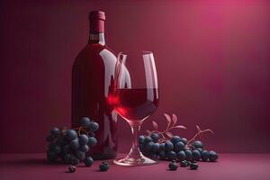 glas av röd vin på svart bakgrund. ai generativ foto