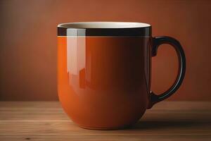 kopp av kaffe. skön och eleganta kaffe kopp på en fast färgad bakgrund. ai generativ foto