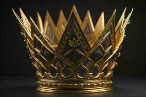 låg nyckel bild av skön gyllene drottning, kung krona. ai generativ foto